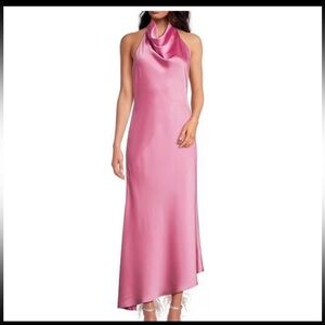 Gianni Bini x Nastia Liukin Jenny Satin Bias Cowl Neck Midi Dress